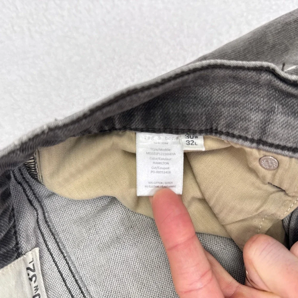 Rag & Bone Jeans Mens Size 30 x 32 Gray Denim Fit 2 Slim Distressed Casual